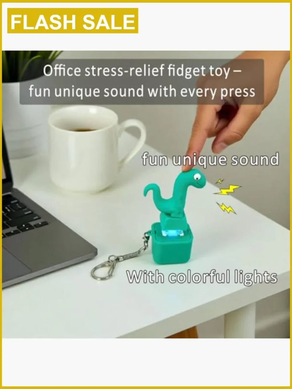 Rechargeable Lizard Sound Fidget Keychain Toy with Lights (2-Pack)